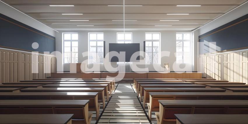 Interior of a Empty classroom background - Ai Generated
