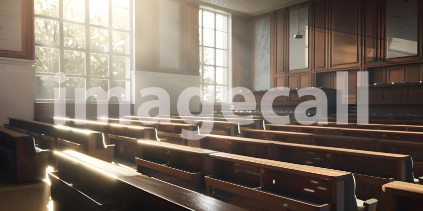 Interior of a Empty classroom background - Ai Generated