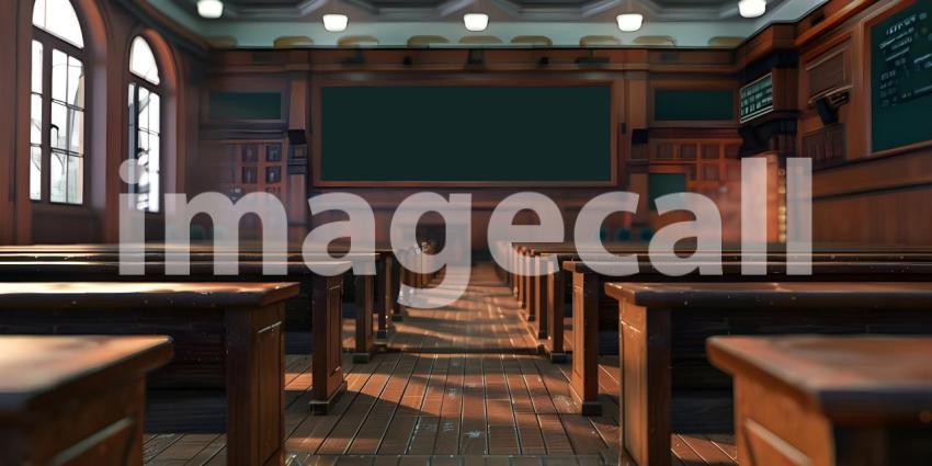 Interior of a Empty classroom background - Ai Generated