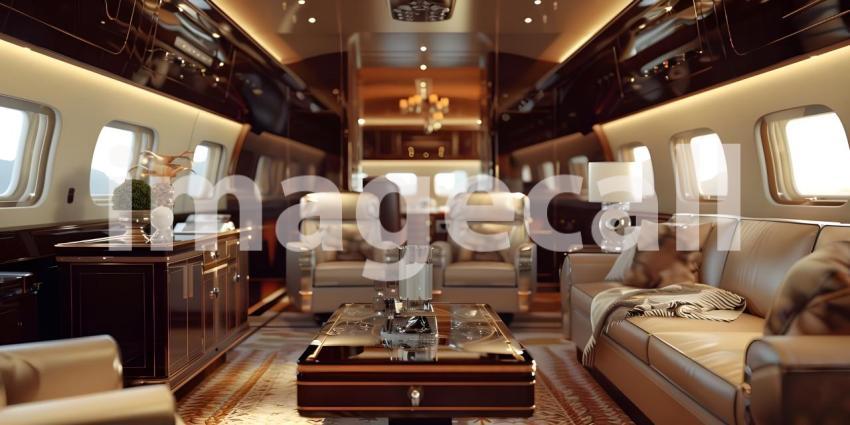 Luxury interior in the business jet background - Ai Generated
