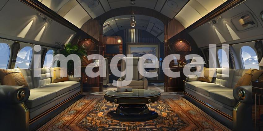 Luxury interior in the business jet background - Ai Generated