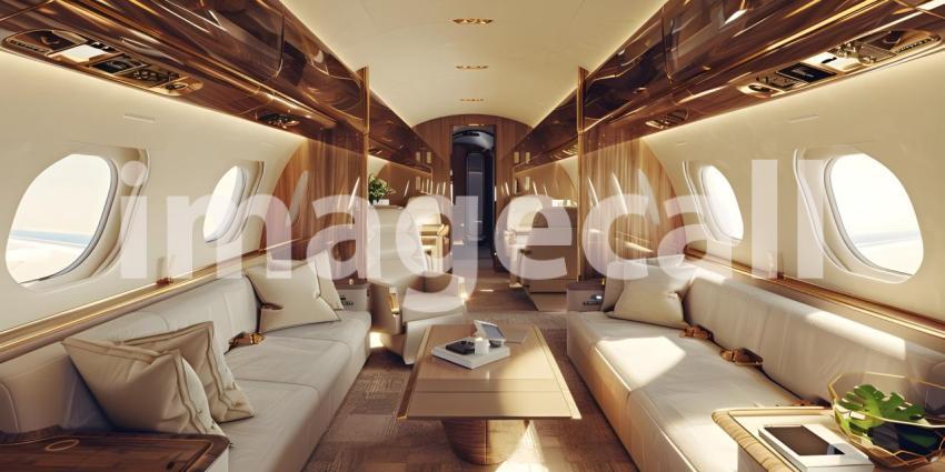 Luxury interior in the business jet background - Ai Generated