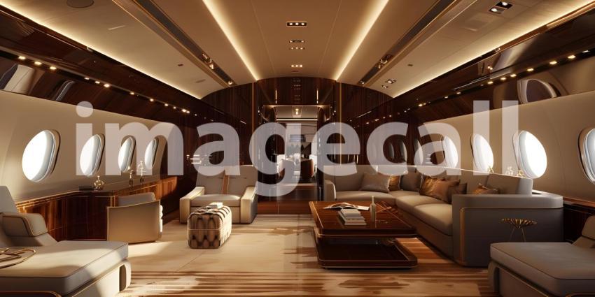 Luxury interior in the business jet background - Ai Generated