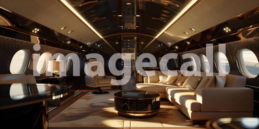 Luxury interior in the business jet background - Ai Generated