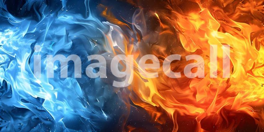 Ice and fire abstract fusion background - Ai Generated