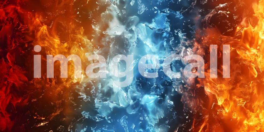 Ice and fire abstract fusion background - Ai Generated
