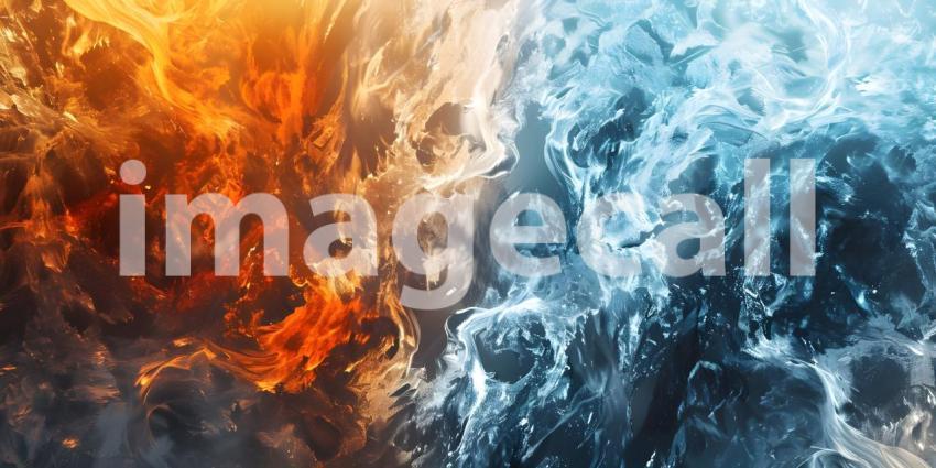 Ice and fire abstract fusion background - Ai Generated
