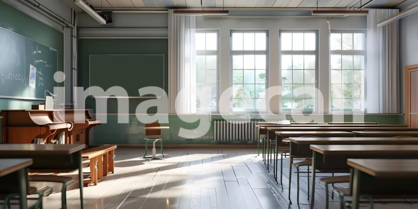 Empty Classroom of school background - Ai Generated