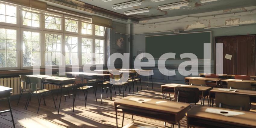 Empty Classroom of school background - Ai Generated