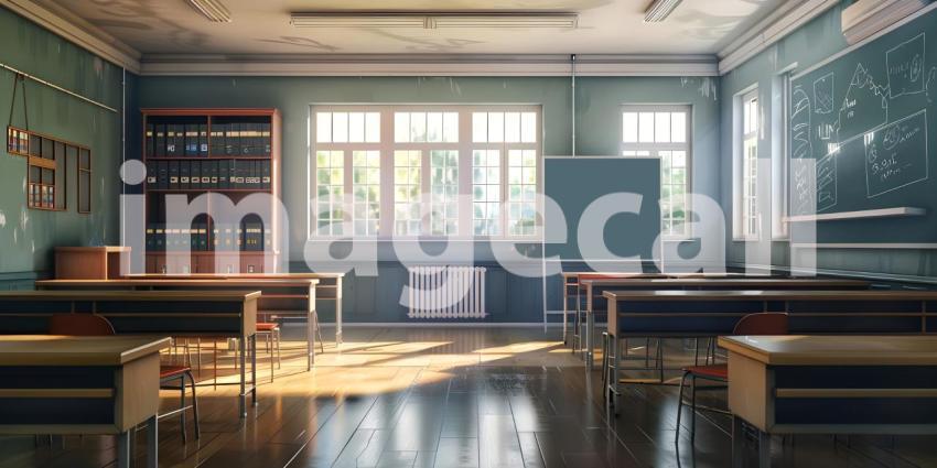Empty Classroom of school background - Ai Generated