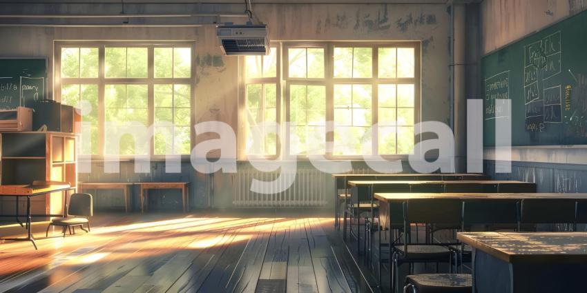 Empty Classroom of school background - Ai Generated