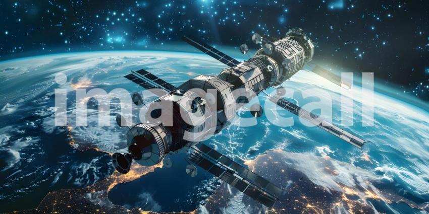 International Space Station orbiting the earth background - Ai Generated