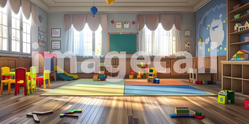 Kindergarten school game room background - Ai Generated