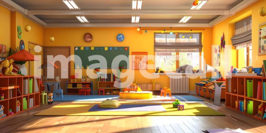Kindergarten school game room background - Ai Generated
