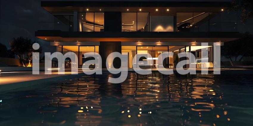 Modern luxury villa exterior in minimal style background - Ai Generated