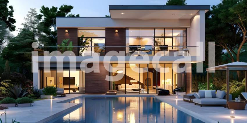 Modern luxury villa exterior in minimal style background - Ai Generated