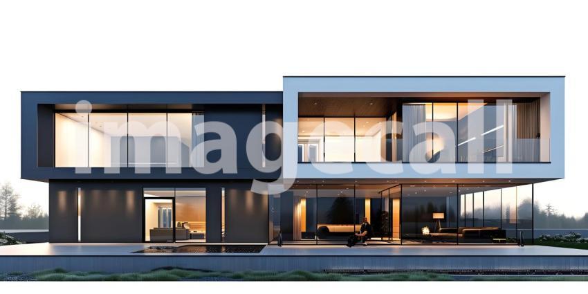 Modern luxury villa exterior in minimal style background - Ai Generated