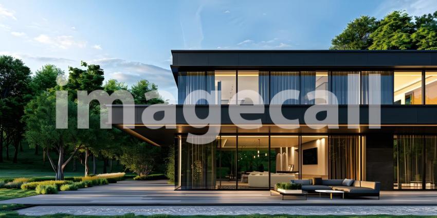 Modern luxury villa exterior in minimal style background - Ai Generated