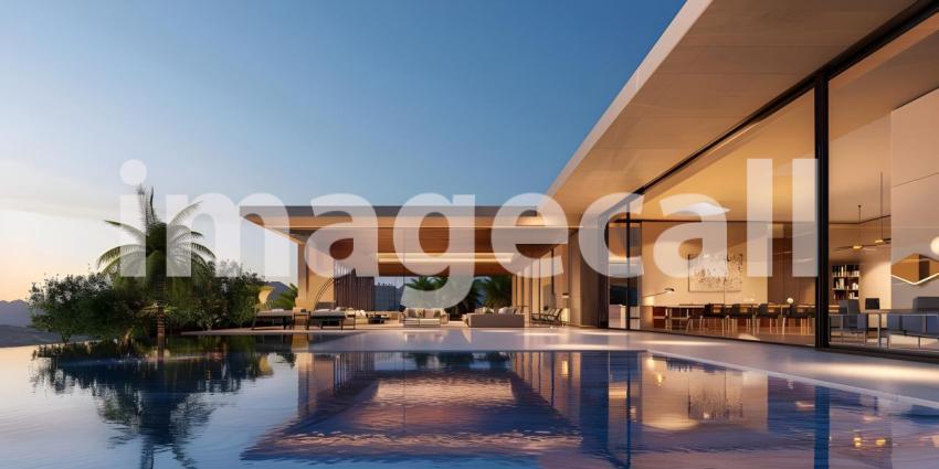 Modern luxury villa exterior in minimal style background - Ai Generated
