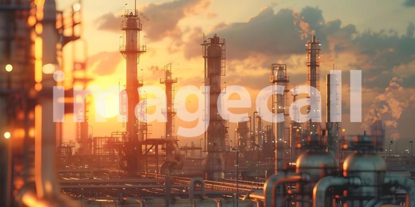Oil and gas refinery plant background - Ai Generated
