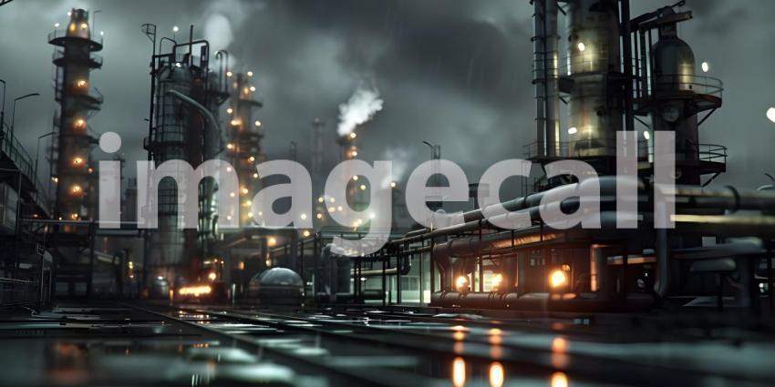 Oil and gas refinery plant background - Ai Generated
