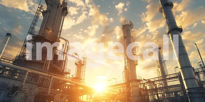 Oil and gas refinery plant background - Ai Generated