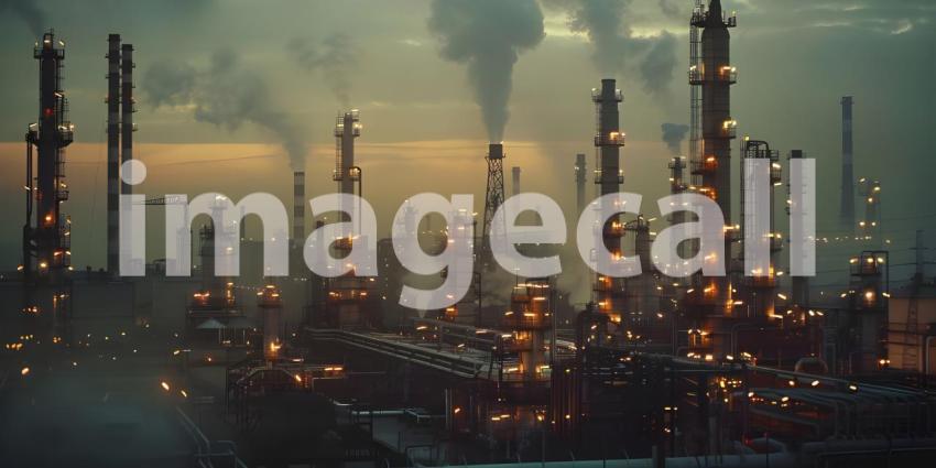 Oil and gas refinery plant background - Ai Generated