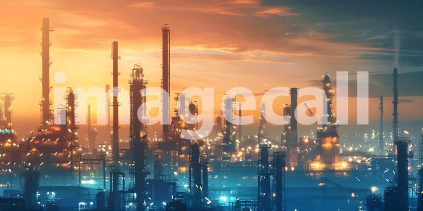 Oil and gas refinery plant background - Ai Generated