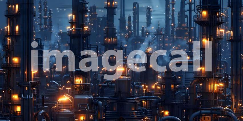 Oil and gas refinery plant background - Ai Generated