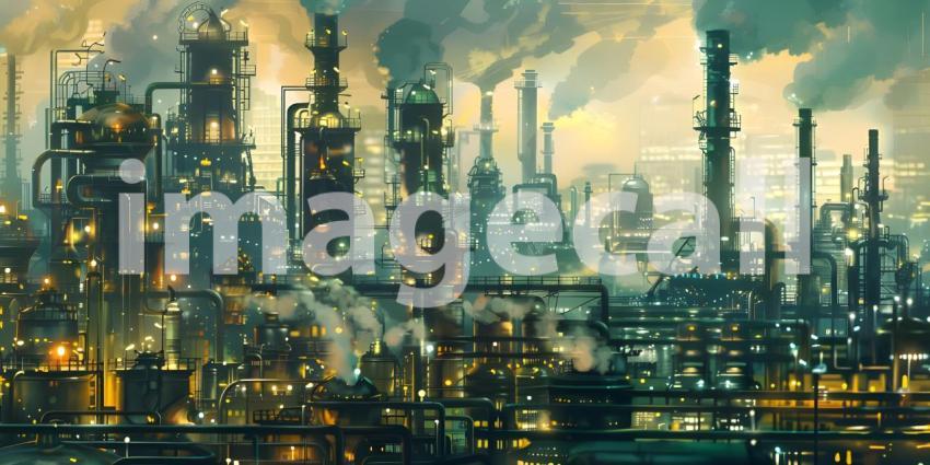 Oil and gas refinery plant background - Ai Generated