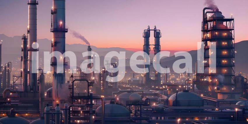 Oil and gas refinery plant background - Ai Generated