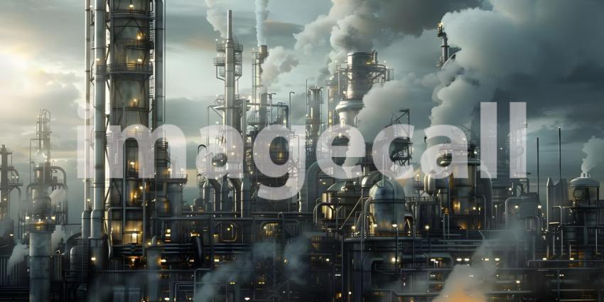 Oil and gas refinery plant background - Ai Generated
