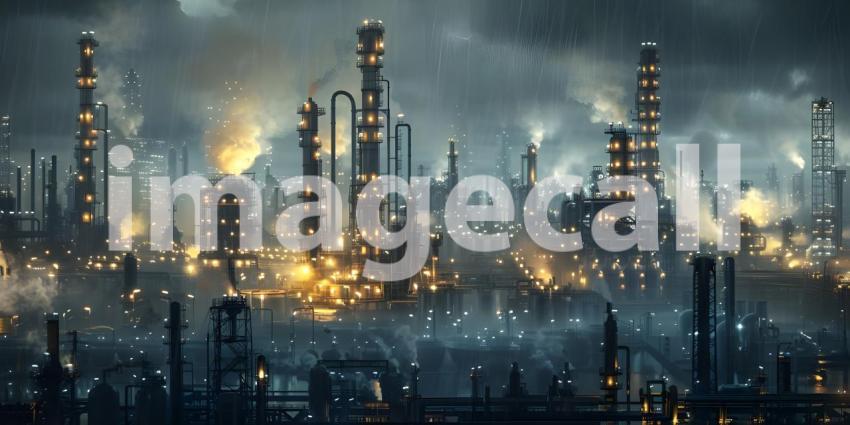Oil and gas refinery plant background - Ai Generated