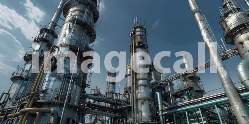 Oil and gas refinery plant background - Ai Generated