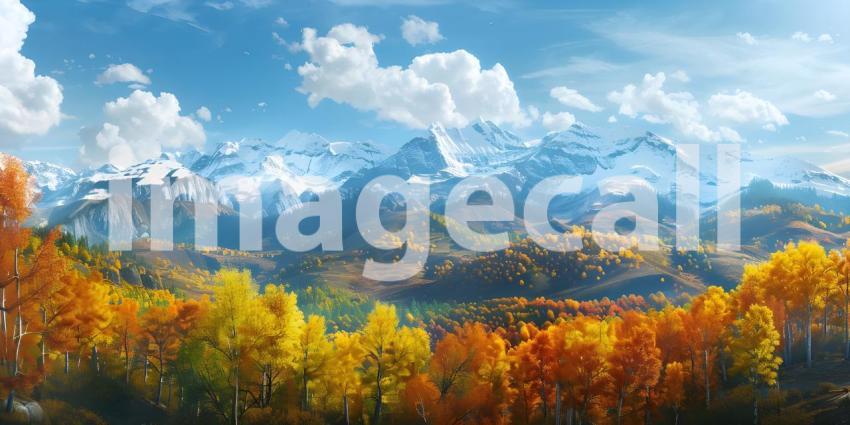 Panorama mountains autumn landscape background - Ai Generated