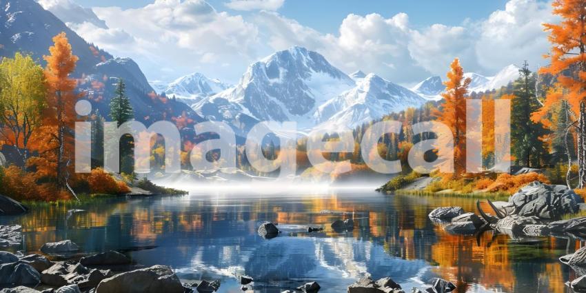 Panorama mountains autumn landscape background - Ai Generated