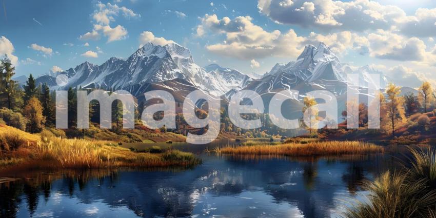 Panorama mountains autumn landscape background - Ai Generated
