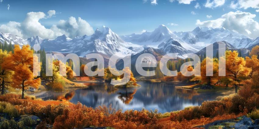 Panorama mountains autumn landscape background - Ai Generated