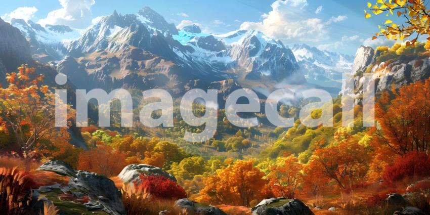 Panorama mountains autumn landscape background - Ai Generated