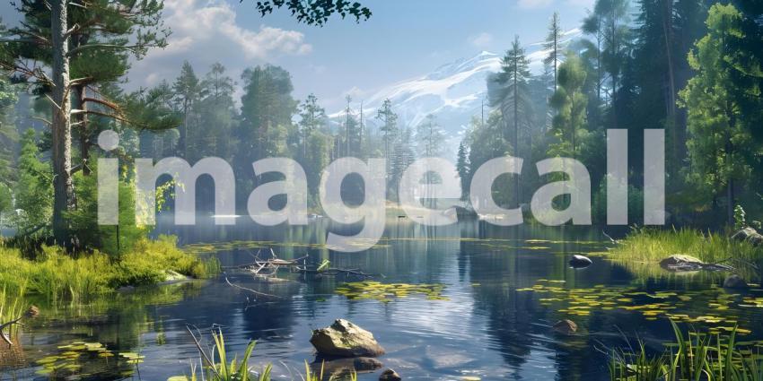 Lake Braies landscape background - Ai Generated