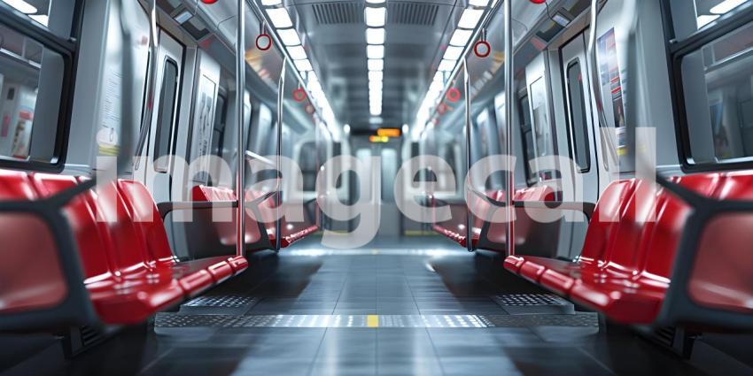 Passengers travelling in Underground train background - Ai Generated