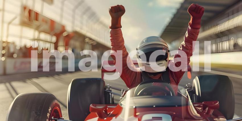 Race car driver celebrating their win background - Ai Generated