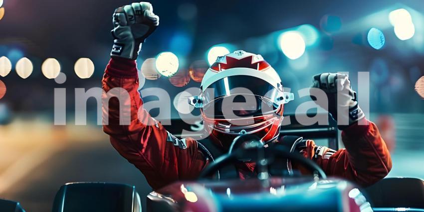 Race car driver celebrating their win background - Ai Generated