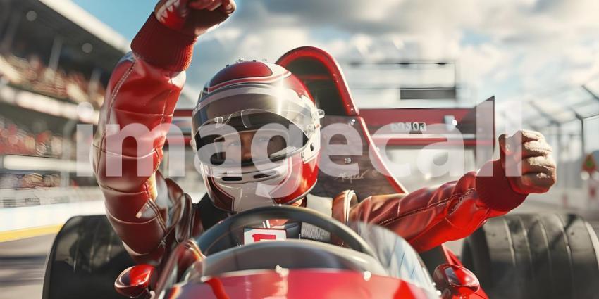 Race car driver celebrating their win background - Ai Generated