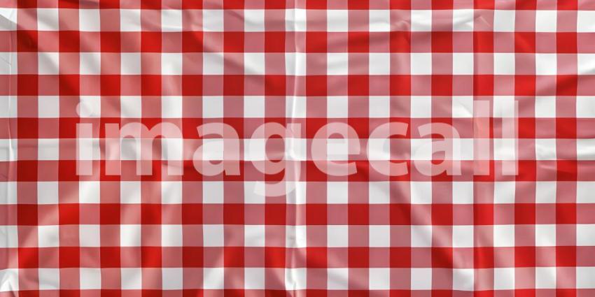 Red and white checkered tablecloth background - Ai Generated