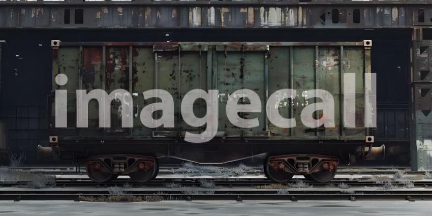 Rear view of the last wagon of a freight train background - Ai Generated