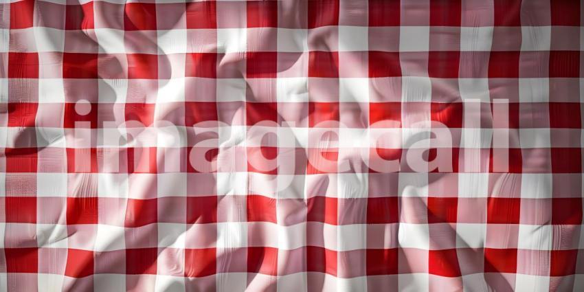 Red and white checkered tablecloth background - Ai Generated