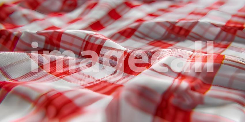 Red and white checkered tablecloth background - Ai Generated