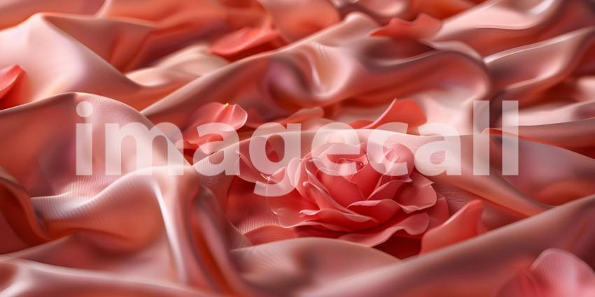 Rose petals on soft silk cloth background - Ai Generated