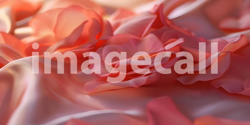 Rose petals on soft silk cloth background - Ai Generated